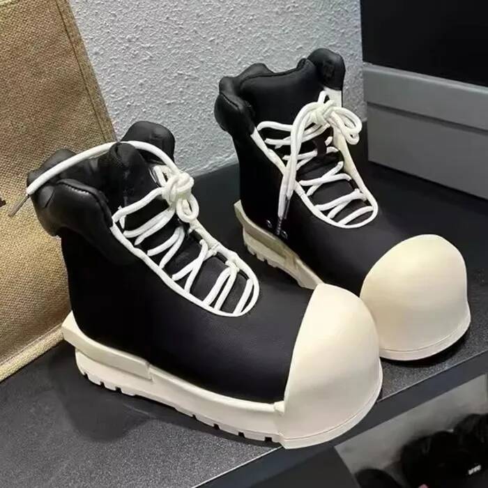 Street Fashion Style Male - รองเท้าบูทแฟชั่นใหม่สำหรับผู้ชายและผู้หญิง ทรงหนา ส้นหนา หัวมน รองเท้าลำลอง