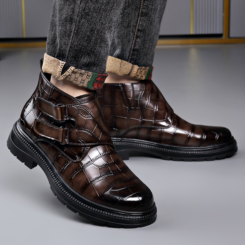 Street Fashion Style Male - รองเท้าหนังผู้ชายแฟชั่นรองเท้าหนังลำลองผู้ชายสไตล์อังกฤษรองเท้าบูทชายรองเท้าคุณภาพสูงสำหรับผู้ชายโบตินส์