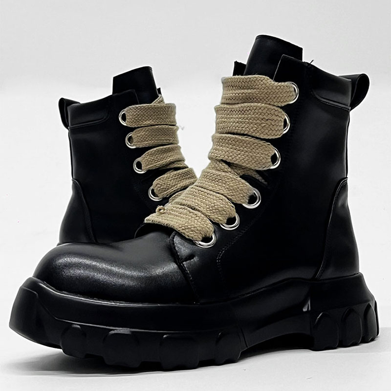 Street Fashion Style Male - รองเท้าบูทหนังแท้สไตล์พังก์สำหรับผู้ชาย รองเท้าดีไซน์เนอร์สีดำ รองเท้าบูทคาวบอยแบบมีพื้นหนา รองเท้าบูทมอเตอร์ไซค์ทรงสูงสุดเท่ห์สำหรับผู้ชาย