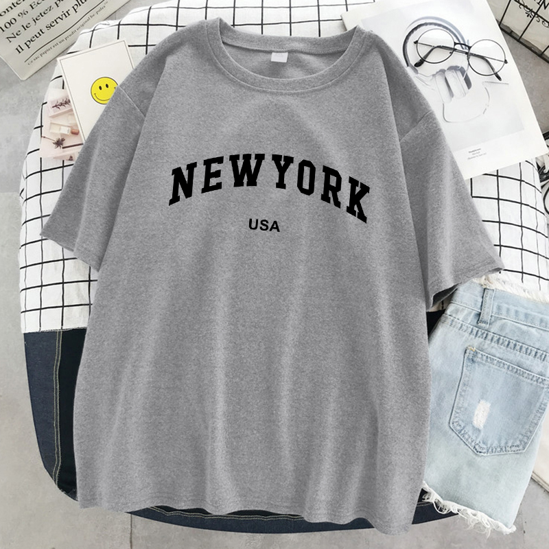 Street Fashion Of New York - เสื้อยืดลายกราฟิกสำหรับผู้หญิงเสื้อกีฬาผ้าฝ้ายสำหรับฤดูร้อนแฟชั่นเสื้อยืดสตรีทลำลองโอเวอร์ไซส์