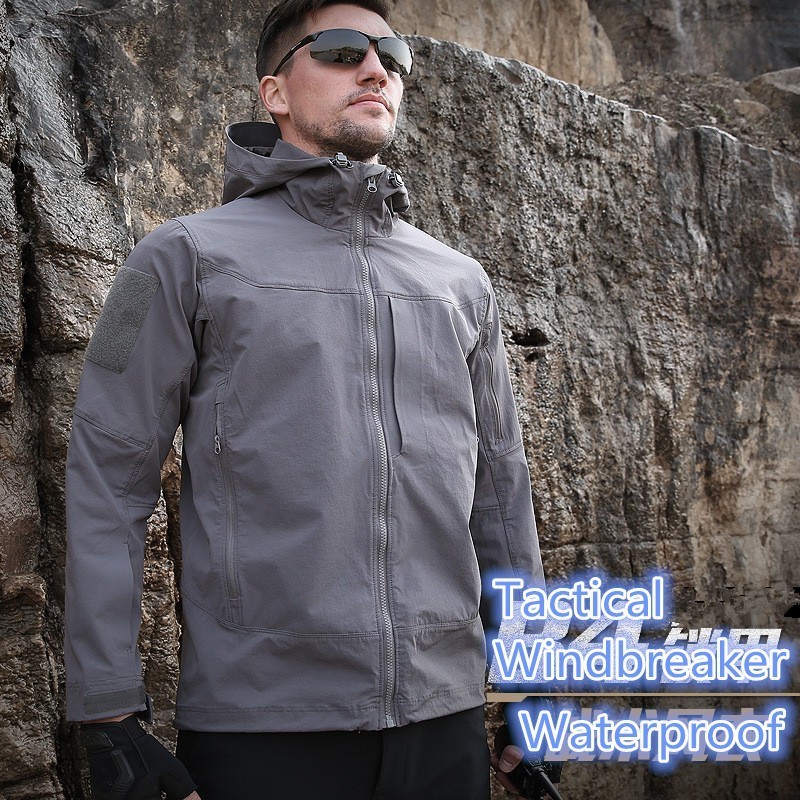 Windbreak Shell Jacket - เสื้อโค้ทมีฮู้ดเนื้อนิ่มกันน้ำสำหรับผู้ชายเสื้อกันลมสำหรับฝึกขับขี่ปีนเขาเสื้อแจ็คเก็ตกันลม