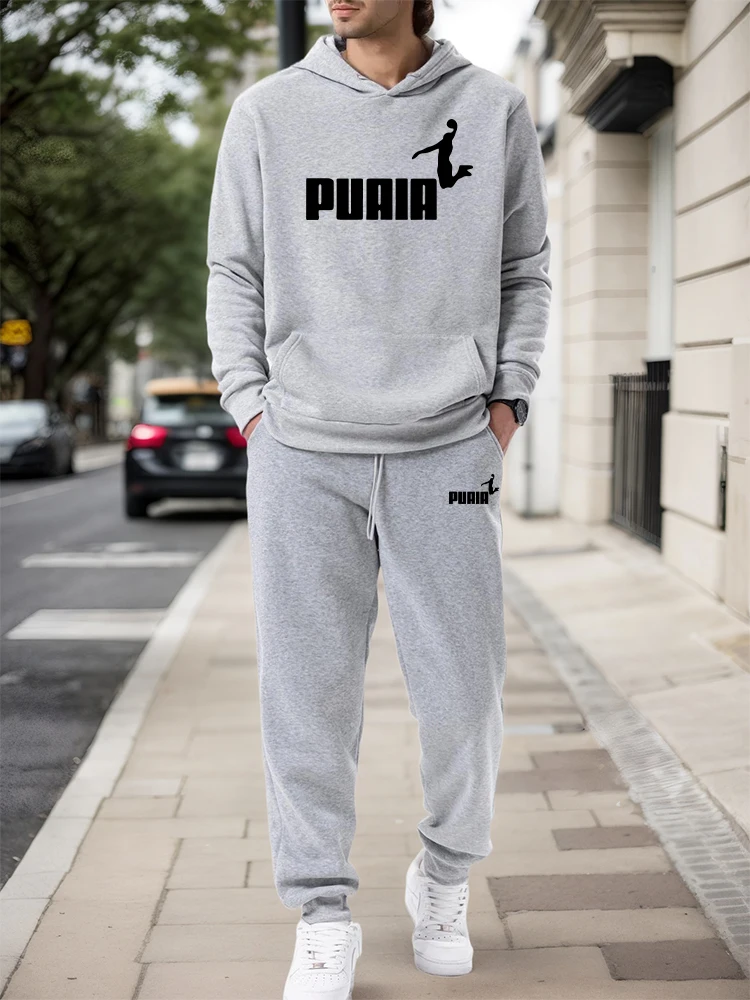 Street Fashion Hoodie - ชุดเซ็ตผู้ชาย/เสื้อฮู้ด/กางเกงขายาว ฤดูใบไม้ร่วง-ฤดูหนาว 2026 ชุดลำลองสปอร์ต เสื้อฮู้ดแบบสวมหัวและกางเกงขายาว แฟชั่นแนวสตรีท