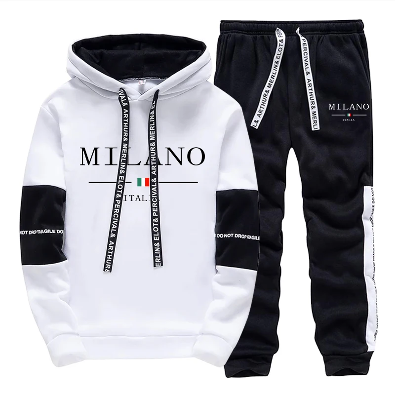 Street Fashion Hoodie - ชุดเซ็ตผู้ชาย/เสื้อฮู้ด/กางเกงขายาว สไตล์อิตาลี เสื้อฮู้ดแฟชั่น ชุดกีฬา 2026 ฤดูใบไม้ร่วง