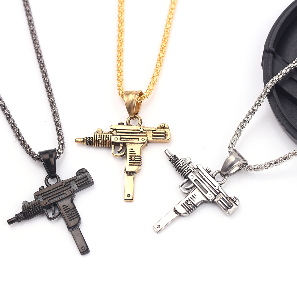 จี้สร้อยคอรูปปืนอูซี่สไตล์พังก - Street Fashion Jewelry บทวิจารณ์และราคา