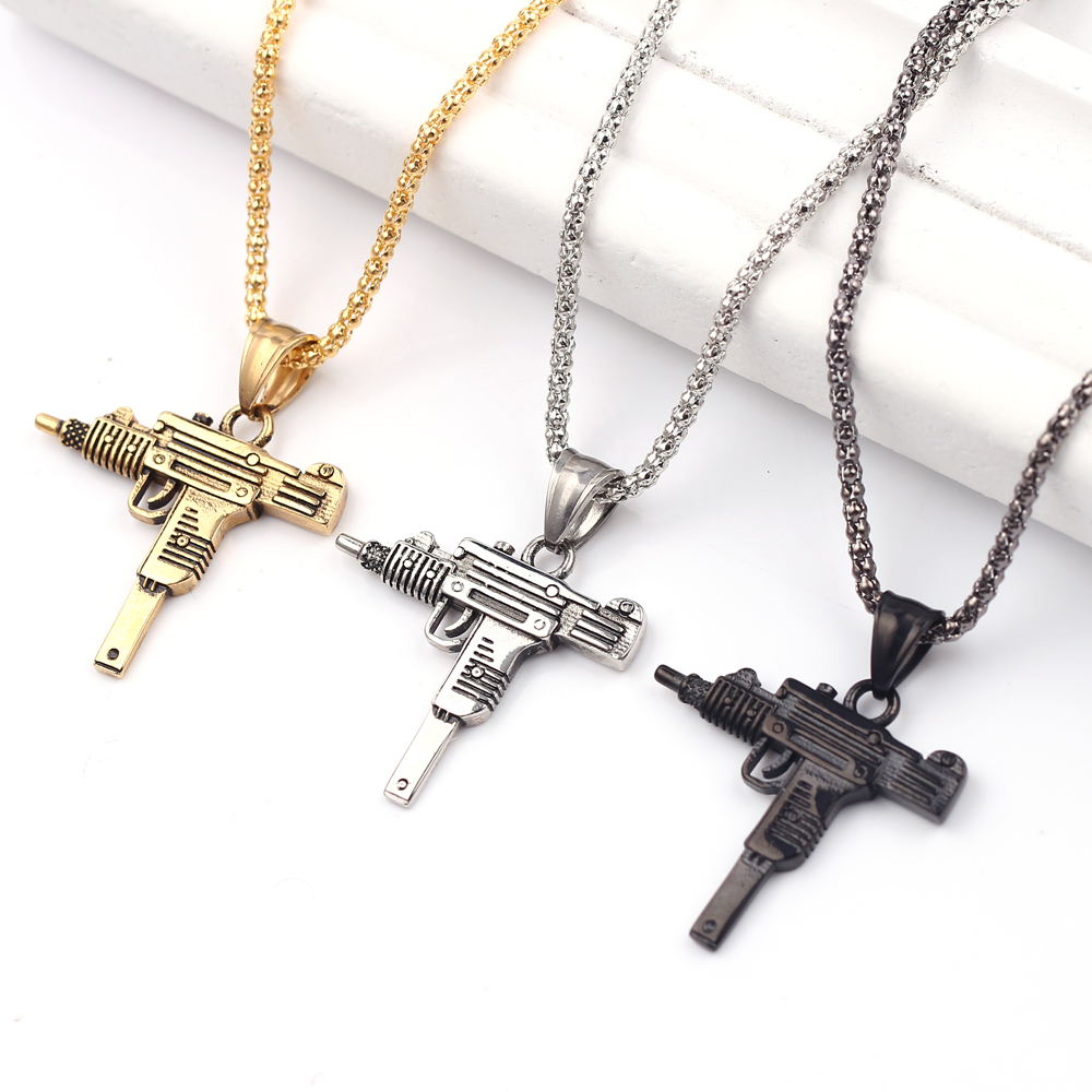 จี้สร้อยคอรูปปืนอูซี่สไตล์พังก - Street Fashion Jewelry บทวิจารณ์และราคา