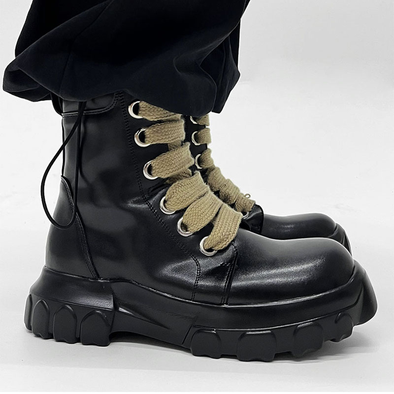 รองเท้าบูทหนังแท้สไตล์พังก์สำห - Street Fashion Style Male บทวิจารณ์และราคา