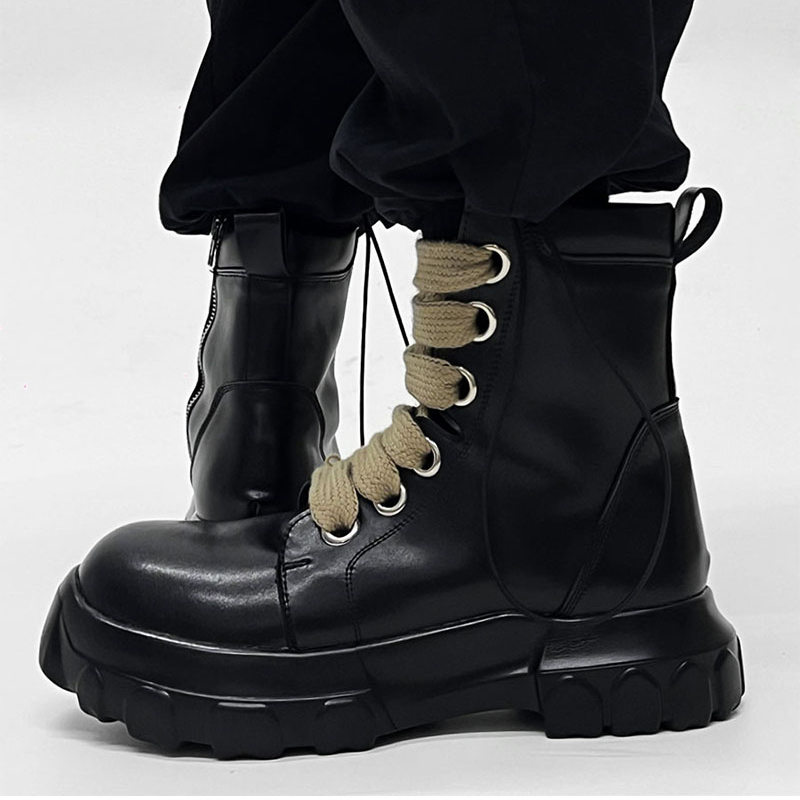 รองเท้าบูทหนังแท้สไตล์พังก์สำห - Street Fashion Style Male บทวิจารณ์และราคา
