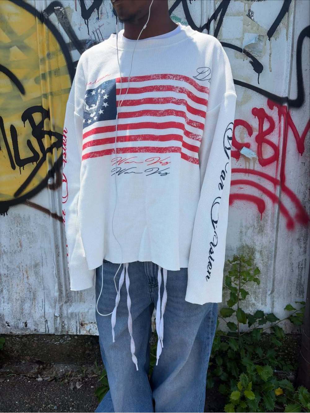 เสื้อแขนยาวสไตล์วอฟเฟิลพิมพ์ลา - Street Fashion Us บทวิจารณ์และราคา