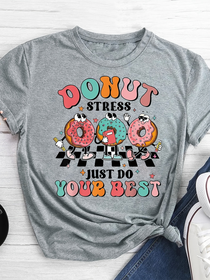 เสื้อยืดพิมพ์ลายการ์ตูนโดนัท เ - Street Fashion Trend 2025 บทวิจารณ์และราคา