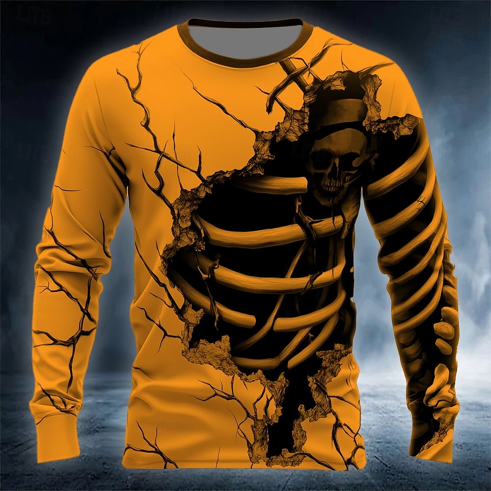 เสื้อยืดผู้ชายลายหัวกะโหลก 3D  - Street Fashion Us บทวิจารณ์และราคา