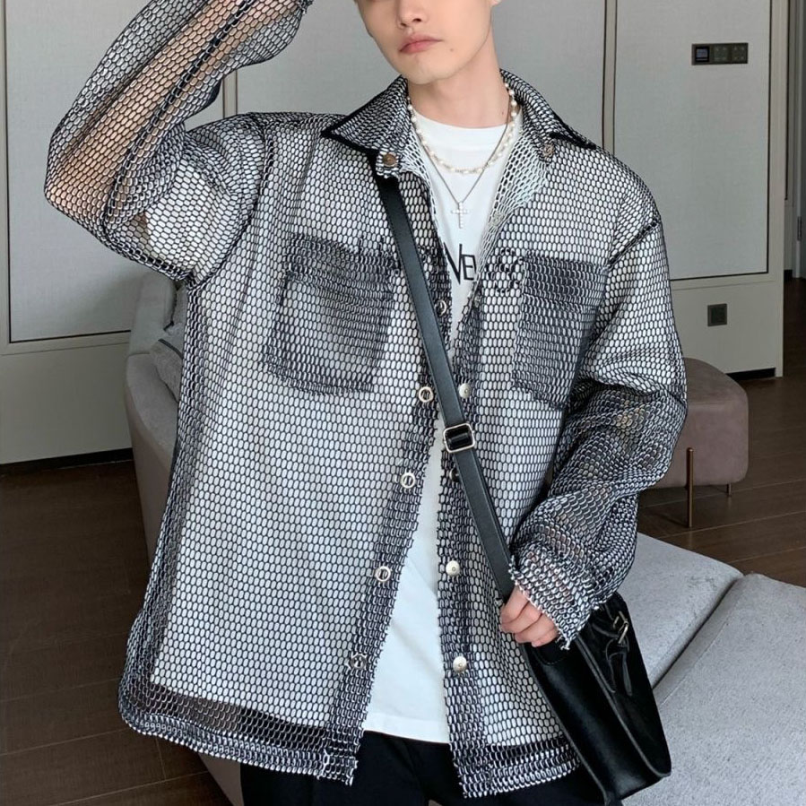 เสื้อเชิ้ตตาข่ายผู้ชายสไตล์อเม - Street Fashion Style Male บทวิจารณ์และราคา