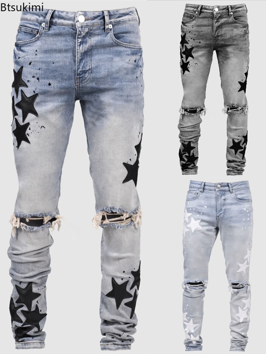 กางเกงยีนส์แฟชั่นผู้ชายเอวกลาง - Street Fashion Style Male บทวิจารณ์และราคา