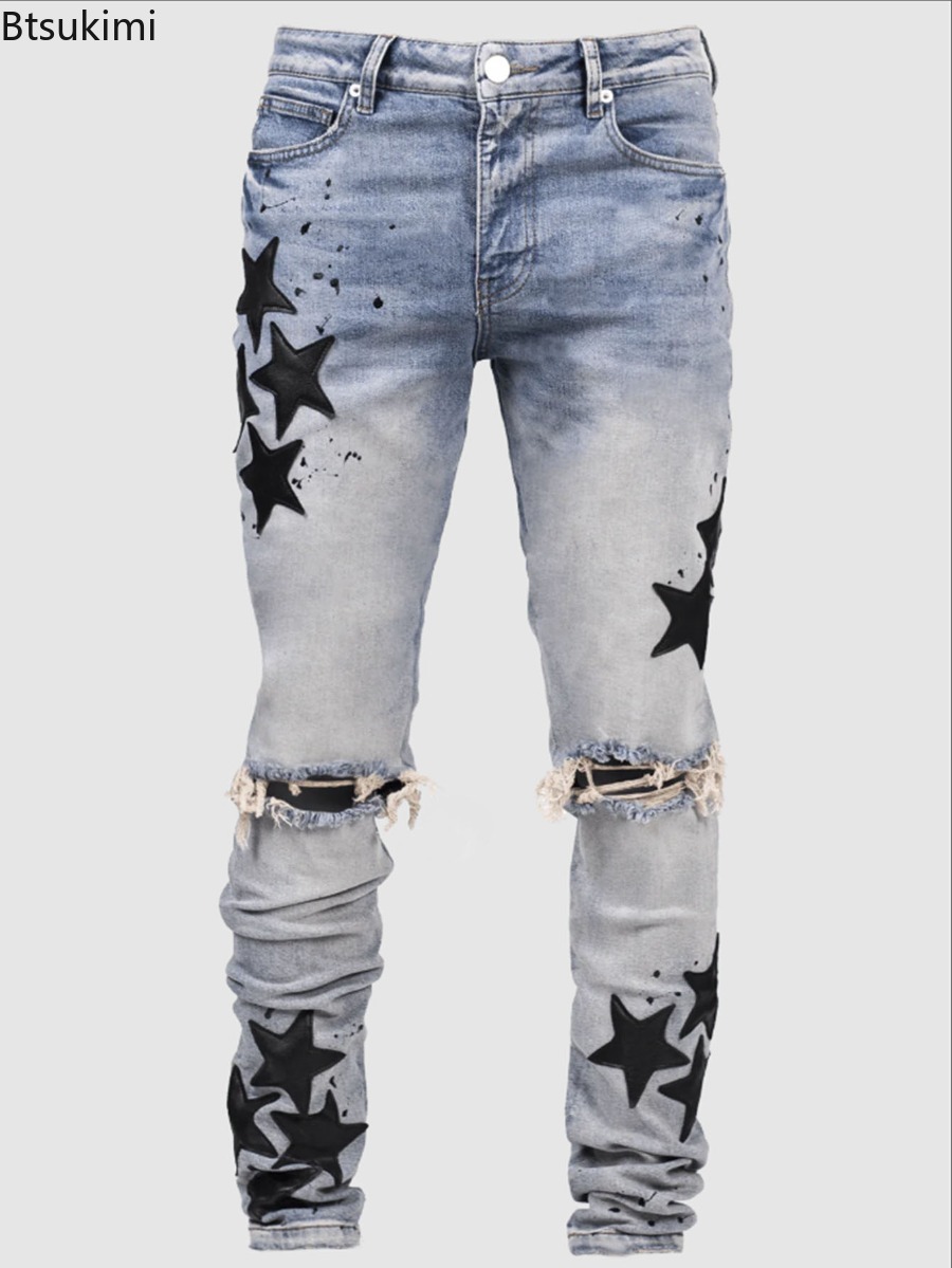กางเกงยีนส์แฟชั่นผู้ชายเอวกลาง - Street Fashion Style Male บทวิจารณ์และราคา