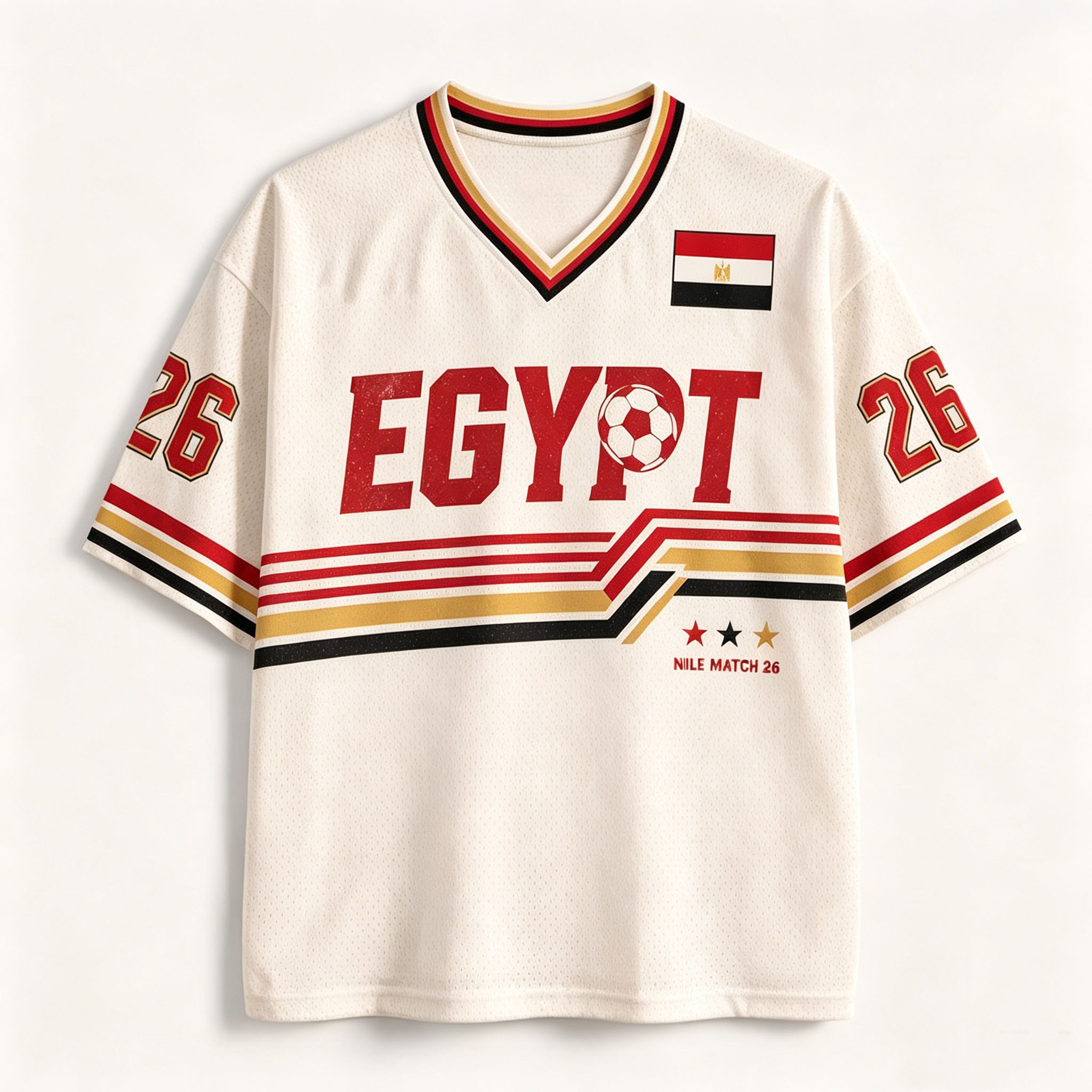 เสื้อยืดฟุตบอลคอวีสไตล์เรโทรที - Street Fashion Egypt บทวิจารณ์และราคา