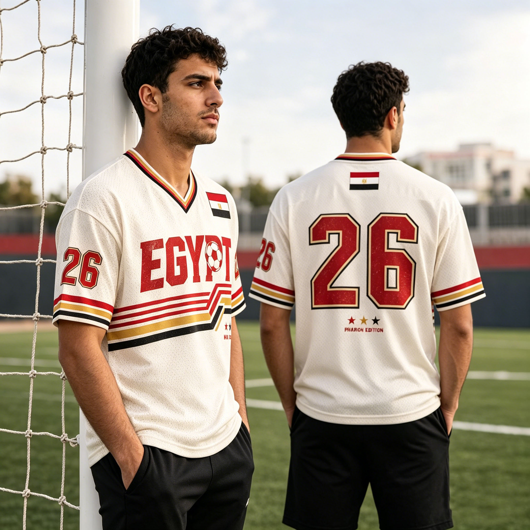 เสื้อยืดฟุตบอลคอวีสไตล์เรโทรที - Street Fashion Egypt บทวิจารณ์และราคา