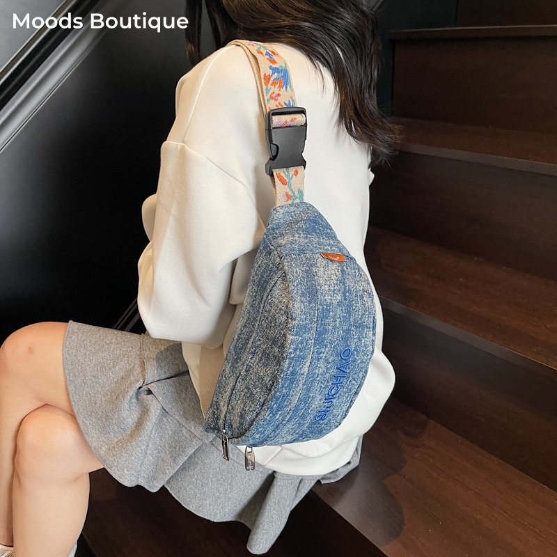 กระเป๋าคาดอกสีน้ำเงินเดนิมสำหร - Street Fashion Trend 2025 บทวิจารณ์และราคา